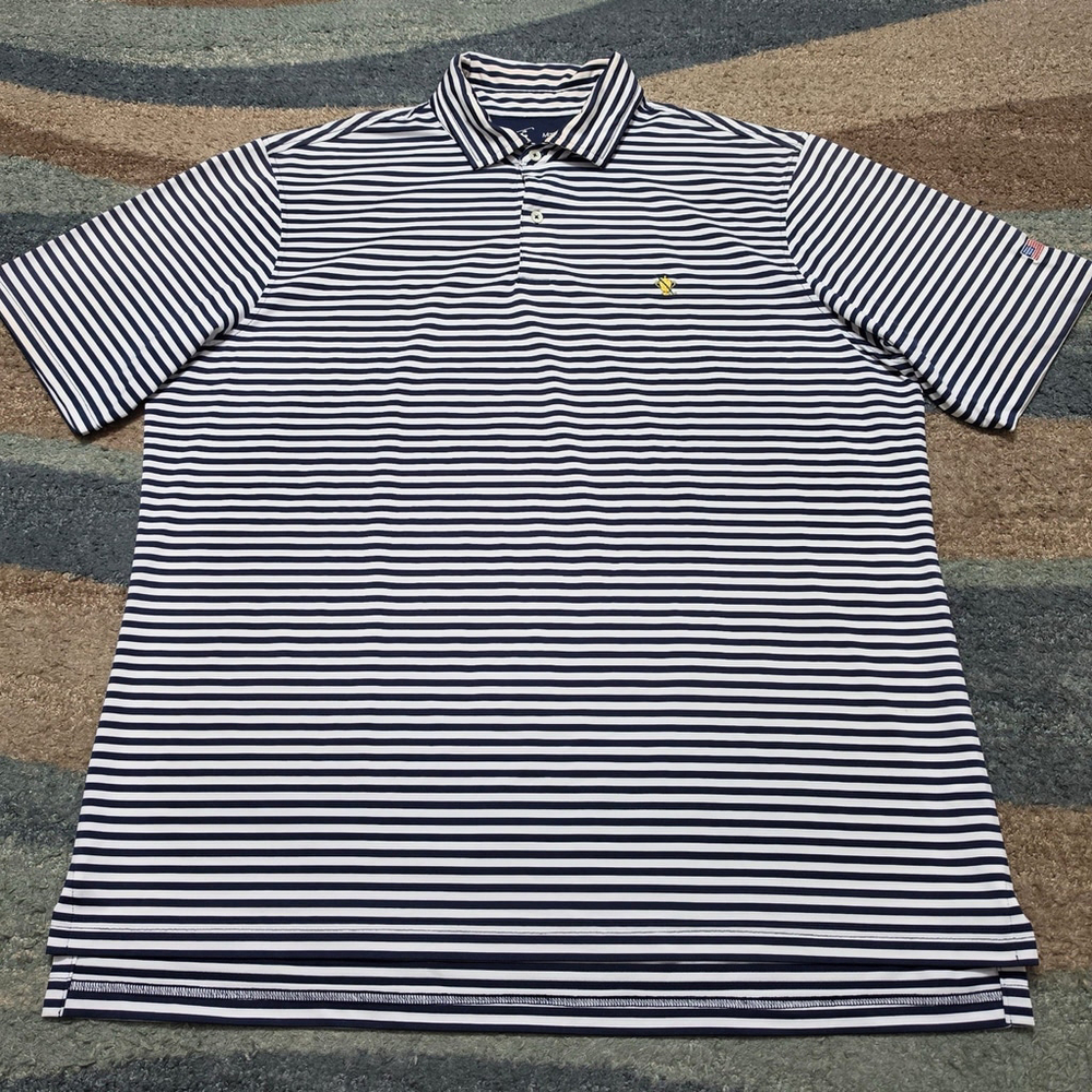 Gulph Mills Golf Club Polo XL Navy White Stripe USA Made FG Tech Shirt - Picture 2 of 7